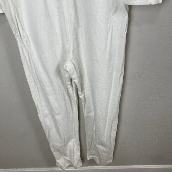 Nico Nico White Button Down Utility Flannel Long Sleeve Jumpsuit Size Medium - Picture 8 of 12